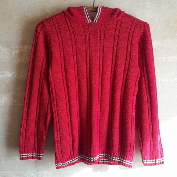 Faded Glory Other - 361a. red vintage Faded Glory knit hooded 90s y2k sweater, 10/12 girls